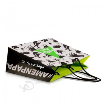 Shopping Bag di carta con manico in cotone con stampa a colori