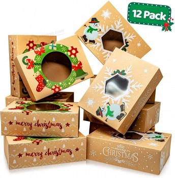 Groothandel Voorraad Decoratie Kerst Festival Geschenkverpakking Papier Kraft Vouw Verpakkingsdozen