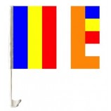 Promotion Custom Logo Print 100% Polyester Car Flags Hand Table Flag Pole Advertising Car Flags