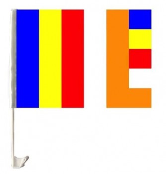 Promotion Custom Logo Print 100% Polyester Car Flags Hand Table Flag Pole Advertising Car Flags