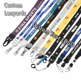 Impression personnalisée logo longe sublimation polyester cou ID longes avec logo personnalisé