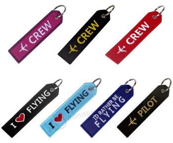 Custom embroidered key tag embroidered woven keychain embroidered keyring