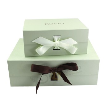 High Quality Luxury Mom Box Caja De Regalos Packaging Magnetic Folding Paper Wedding Dress Gift Box with Ribbon Closure