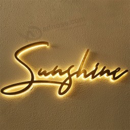 China suministra letreros de letras de metal con acrílico retroiluminado número de casa marco de acero inoxidable caja de luz luminosa LED 3d letrero de tablero de tienda