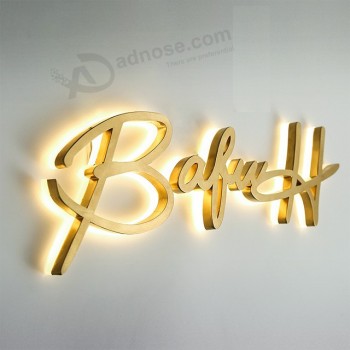 Insegna luminosa in ottone rame decorato lettere dell'alfabeto illuminazione e 3d retroilluminato lettre personalizzato in metallo logo da parete
