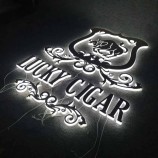 Panneau mural en cristal personnalisé chrome lettres lumineuses rétroéclairées