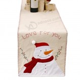 Nueva decoración creativa navideña suministros muñeco de nieve lino bordado mesa bandera diseño de restaurante mantel alfombra de comedor