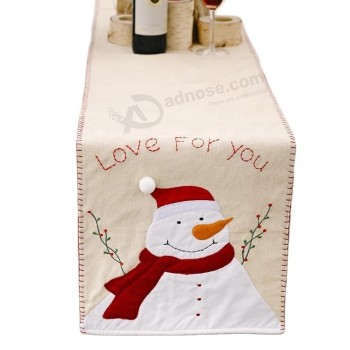 Nuovo Natale creativo decorazione forniture pupazzo di neve lino ricamo tavolo bandiera ristorante layout tovaglia da pranzo tappetino