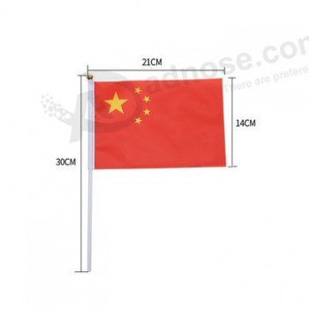 Bandiera a mano, bandiera della Cina pubblicità promozionale poliestere sventolando bandiera a mano