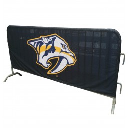 Barricade barrière cover aangepaste afdrukken crowd control banner polyester mesh PVC vinyl hek barrière cover