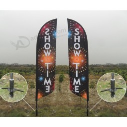 Bandera de plumas de impresión personalizada con varilla de bandera flexible de fibra de vidrio