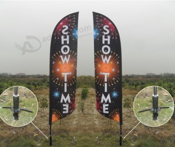 Bandera de plumas de impresión personalizada con varilla de bandera flexible de fibra de vidrio