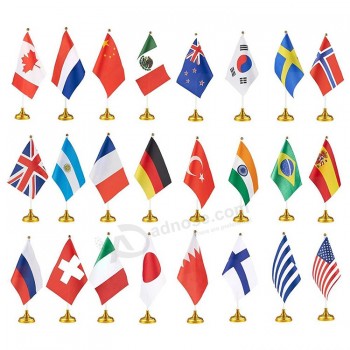 Poliestere Logo Personalizzato Tutti I Paesi Bandiera Nazionale USA US UK Mini Scrivania Tavolo Bandiere