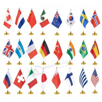 Polyester Custom Logo All Country National Banner USA US UK Mini Desk Table Flags