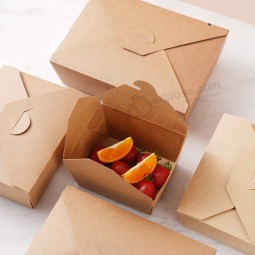 Lonchera de papel para alimentos ligeros Pollo frito Barbacoa Caja de comida para llevar Ensalada desechable Cartón de vaca