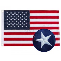 600D USA Flag Outdoor Indoor US Flag Embroidered Stars Sewn Stripes Brass Grommets American embroidery Flag