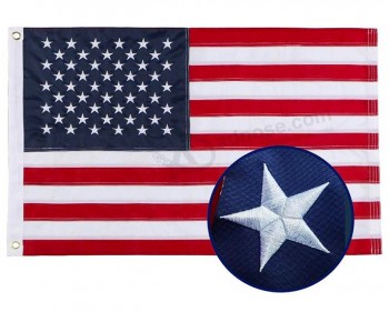 600D USA Vlag Outdoor Indoor US Flag Geborduurde Sterren Genaaide Strepen Messing Doorvoertules Amerikaanse borduurvlag