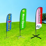 Teardrop flying banner beach flagpole sale now open house car wash swooper custom printed feather flag with spike base