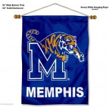 Bandera de la casa de doble cara de los Tigres de Memphis y juego de asta de estandarte de madera