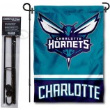 Bandera de jardín Charlotte Hornets personalizada de alta calidad con soporte de soporte