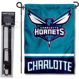 Custom high quality Charlotte Hornets Garden Flag with Stand Holder