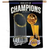 Los Angeles Dodgers LA Lakers Dos Angeles City of Champions Double Drapeau Vertical