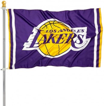 Bandiera dei Lakers 3×5 Ft Basketball Team Banner con 100D Tessuto spesso Doppia cucitura Decor per interni ed esterni