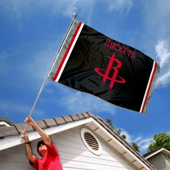 Bandiera e striscione con logo nero degli Houston Rockets
