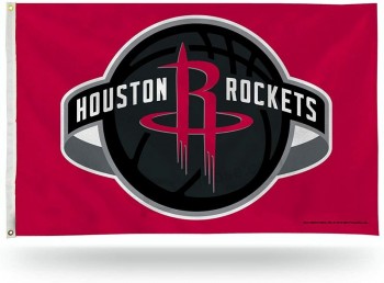 NBAヒューストンロケッツのグローバルロゴ3フィート×5フィートの片面バナーフラッグ(グロメット付き)