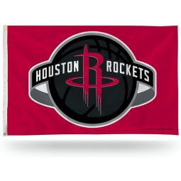 NBA Houston Rockets Global Logo 3-Foot by 5-Foot Single Sided Banner Flag with Grommets