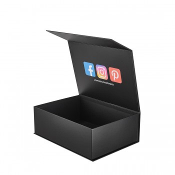 Scatola di imballaggio magnetica per regalo di carta di cartone di lusso con logo personalizzato nero all'ingrosso premium per l'estensione dei capelli