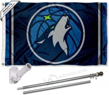 Minnesota Timberwolves Flag Pole and Bracket Set