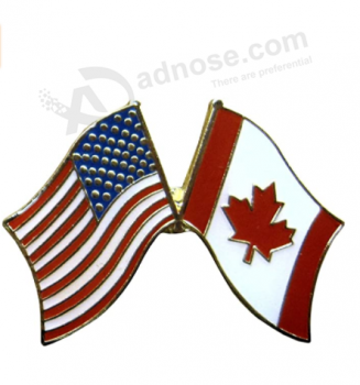 Gekruiste vlaggen - Verenigde Staten van Amerika en Canada - emaille pin