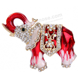 Broche éléphant émail doré cristal autrichien