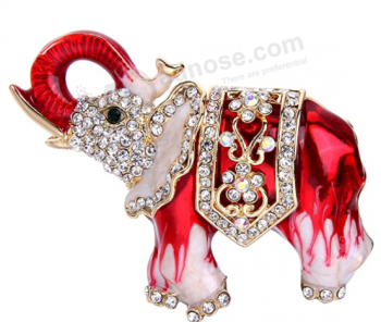 Spilla Elefante Smalto Dorato Cristallo Austriaco