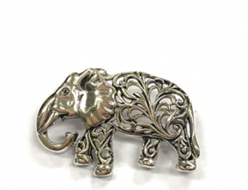 Broche de alfiler de elefante de filigrana Trelis de estilo victoriano de calidad 925 plata de ley