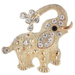 Broche épingles pour femmes, strass éléphant Animal broche épingle Corsage écharpe châle insigne bijoux (doré)