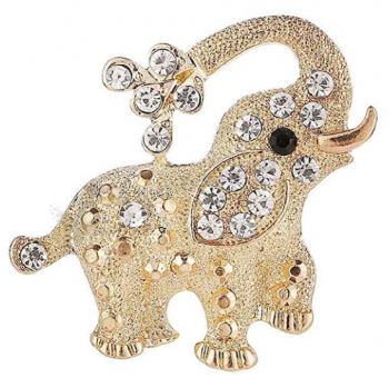 Brooch Pins for Women, Rhinestone Elephant Animal Brooch Pin Corsage Scarf Shawl Badge Jewelry (Golden)