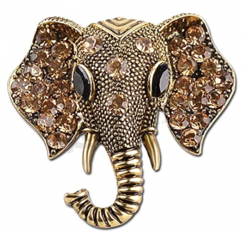 Vintage mode olifant broche Pins Rhinestone dierlijke olifant hoofd revers Pin Suit Corsage accessoires sieraden Unisex