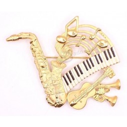 Vintage 1980s Música Broche Pin Band Orquesta Instrumentos Esmalte Tono Dorado Metal