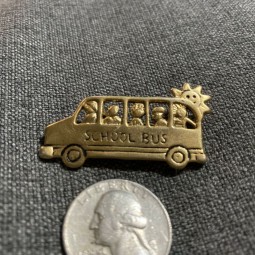 Gold Tone School Bus Pin Brooch
