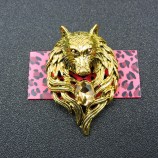 Esmalte de oro Rhinestone Cabeza de lobo Betsey Johnson Mujer Charm Broche Pin Regalo