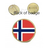 Bandiera norvegese 27mm metallo bavero pin distintivo a cupola