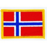 INSIGNIA DE PARCHE DE LA BANDERA DE NORUEGA PLANCHA EN NUEVO BORDADO