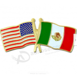 PinMart's USA and Mexico Crossed Friendship Flag Enamel Lapel Pin