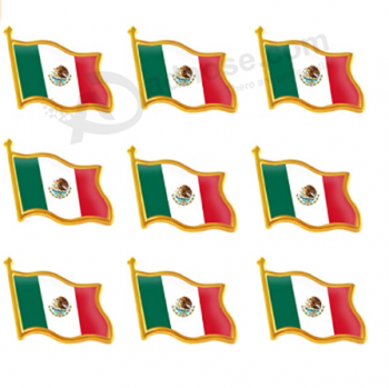 Rhungift 10 Pack Metal Mexico Flag Lapel Pin Waving Mexican MX Flag Pins Patriotic Pin Series