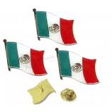 Paquete de 3 Bandera de México Soporte de alfiler de solapa Esmalte patriótico Insignia Sombrero Corbata Bandera mexicana