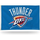 Drapeau de bannière unilatérale de la NBA de 3 pieds par 5 pieds Drapeau du tonnerre d’Oklahoma City avec œillets