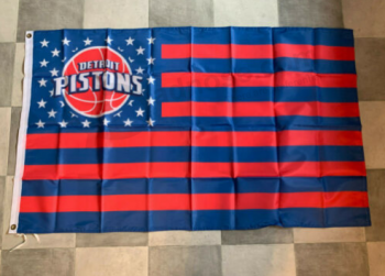 Detroit Pistons Drapeau Américain NBA Stripes Bannière 3x5 ft
