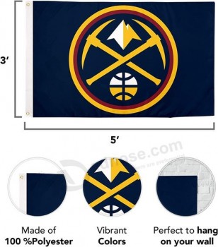 Squadra dei Denver Nuggets NBA National Basketball Association 100% poliestere Indoor Outdoor 3 piedi x 5 piedi Bandiera (Bandiera #1)